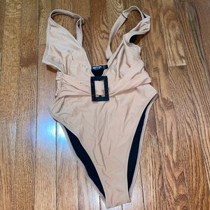 Deep v neck belted swimsuit